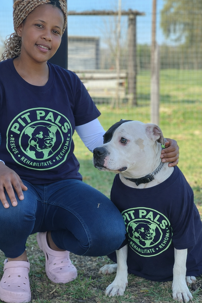 The Classic Pit Pals Tee – Unisex Navy Blue with Mint Green Logo